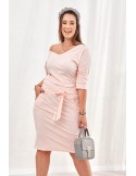 Blassrosa Kleid mit Bindegürtel 9729 – Online-Shop – Boutique